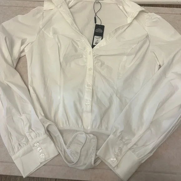 Fashion Nova White Ruched Bodysuit - Picture 7 of 11